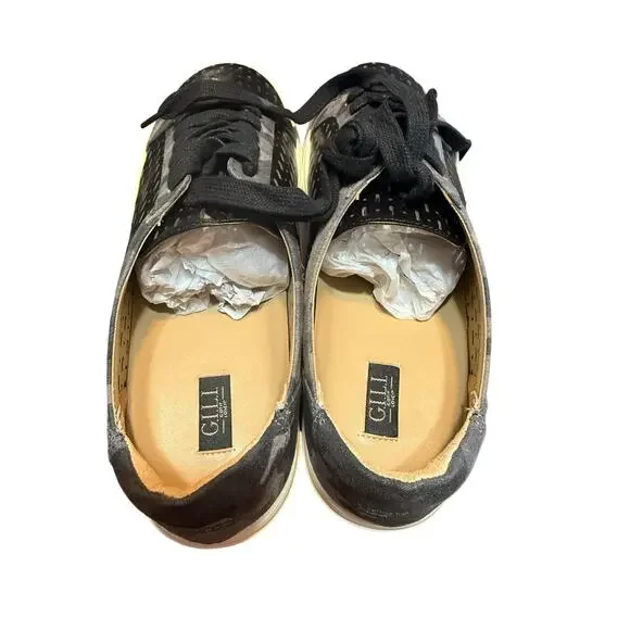 GILI Women’s Adalie Lace Up Sneakers Black Perforated Camo Trim Size 8M NWB - Picture 11 of 16